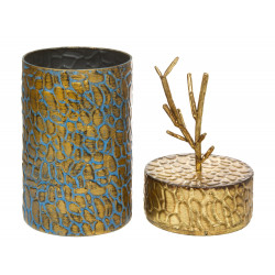 Boite Déco CORALIA - Patine turquoise & dorée