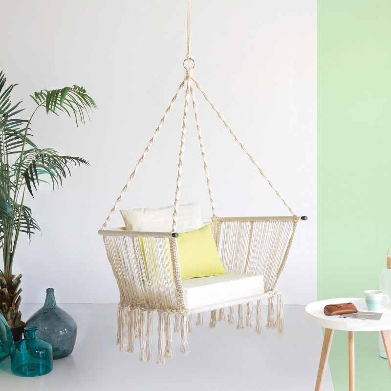 Fauteuil à suspendre ZAYN - Acier & macramé