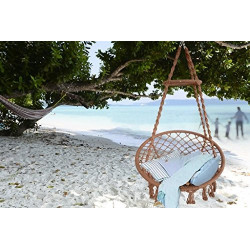 Fauteuil à suspendre TRESS - Acier & macramé brun