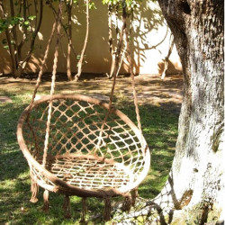 Fauteuil à suspendre TRESS - Acier & macramé brun