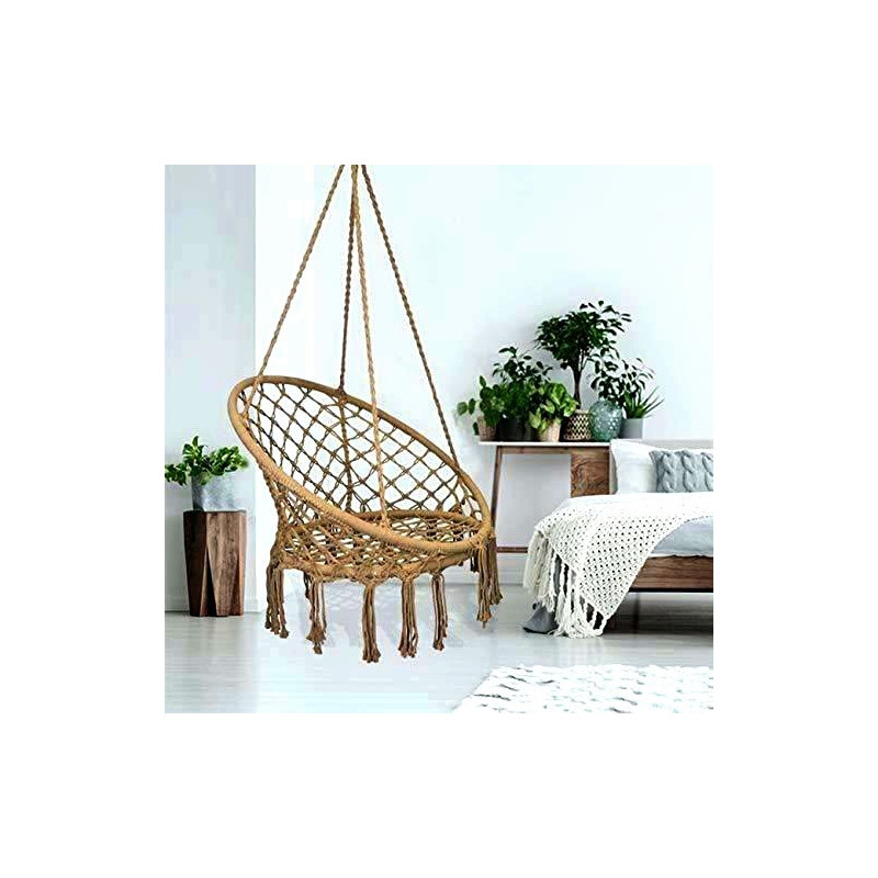 Fauteuil à suspendre TRESS - Acier & macramé brun