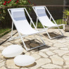 Chaise longue LAYNA - Alumium Blanc Perle / Textilène comfort