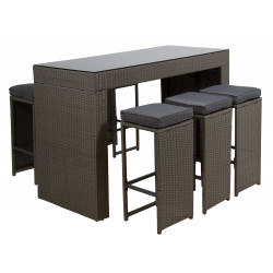 Ensemble table bar outdoor complet YETO ( Table + 7 tabourets )