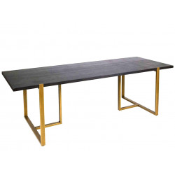 Table à manger BLACKUS - Chêne noir & Laiton vintage