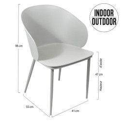 Chaise SULLY - Indoor/Outdoor - Vert pastel, Gris ou Taupe