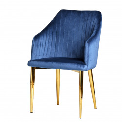 Fauteuil NYDA - Velvet & Gold Edition - Bleu Royal