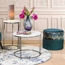 Tabouret LUXIA - Velours Green & Gold