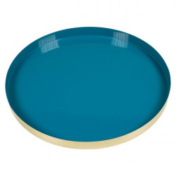 Plateau TRAYO - Laiton doré & émaillé bleu pastel