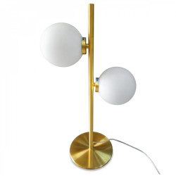 Lampe à poser GLOBUS - Laiton doré & Verre opalin