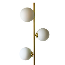 Lampadaire GLOBUS - Laiton doré & Verre opalin