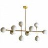 Suspension GLOBUS 10 globes - Laiton doré & Verre opalin