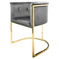 Fauteuil ADJA - Velours Gris & Laiton doré