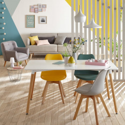 Table à manger THEO - 120x80cm - Hêtre massif & HDF laqué