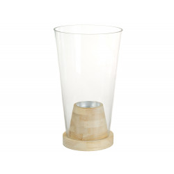 Vase TANGLE en verre soufflé et bois massif