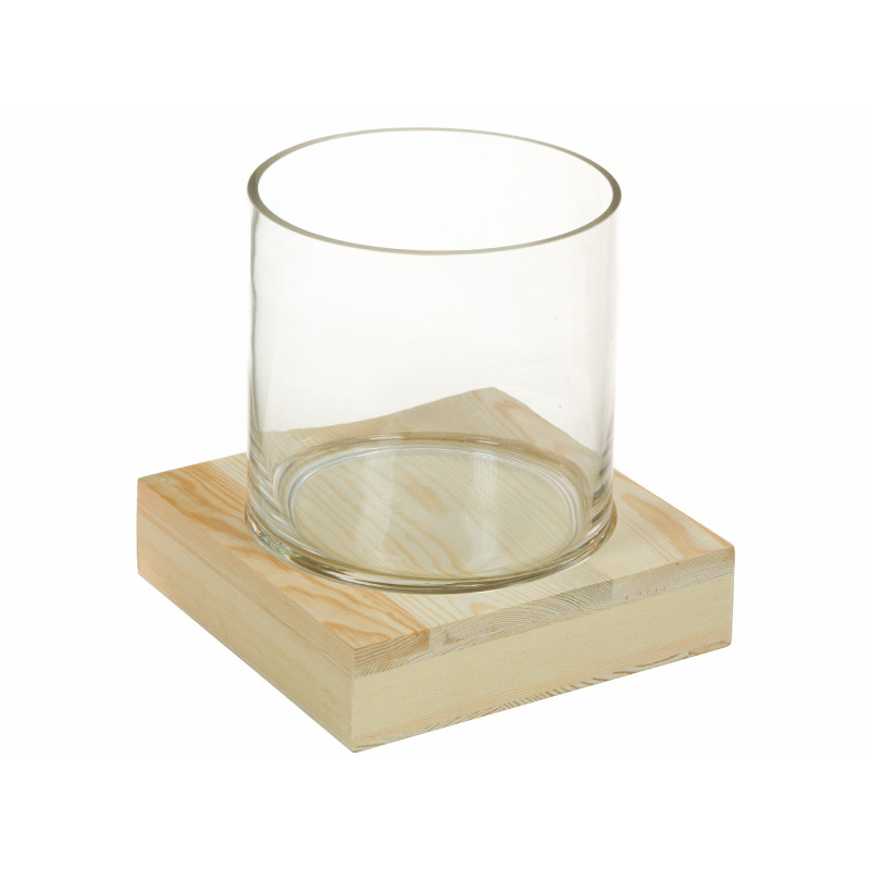 Vase JAZO en verre soufflé et bois massif