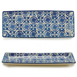 Plat en porcelaine BLUE ORIENT - Rectangulaire - 25x9,5cm