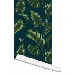 Papier Peint  JUNGLE - Bleu royal - 10m x 53 cm