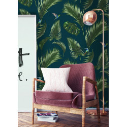 Papier Peint  JUNGLE - Bleu royal - 10m x 53 cm