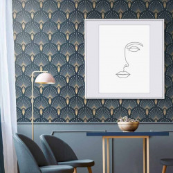Papier Peint  1925 - Bleu Royal - 10m x 53 cm
