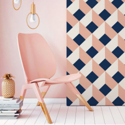 Papier Peint TILES - Bleu pétrol - 10m x 53 cm