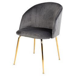 Chaise LALY Velvet & Gold - Grey