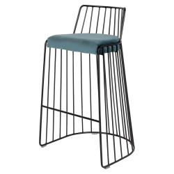 Tabouret LALY Velvet & Gold - Bleu Royal