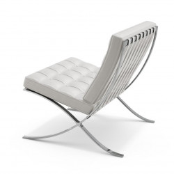 Barcelona chair - Inox poli miroir & Cuir de vachette Blanc