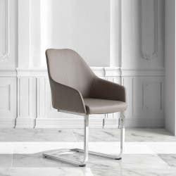 Fauteuil ORA Cuir - Taupe