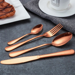 Coffret ménagère 24 pièces DIAZ - Inox rose gold