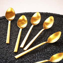 Ensemble 6 cuillères à dessert PURA - Inox doré