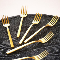 Ensemble 6 fourchettes à dessert PURA - Inox doré