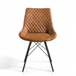 Fauteuil LEYNA - Cuir cognac