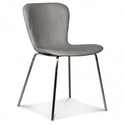 Chaise YOLA - Gris perle & acier satiné