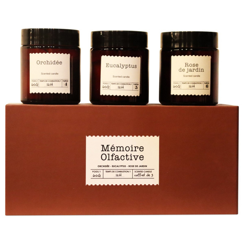 Coffret cadeau Bougies - MÉMOIRE OLFACTIRE - 3 parfums