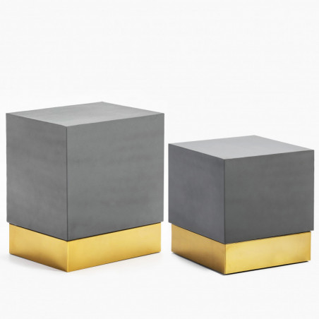 Duo de tables CUBIK - Grey & Gold Duo de tables CUBIK - Grey & Gold
