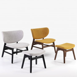 Fauteuil & pouf OVIO - Gris ou Moutarde